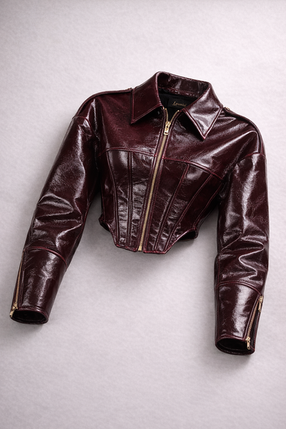 Léonie™ — Chaqueta de Cuero Efecto Gloss