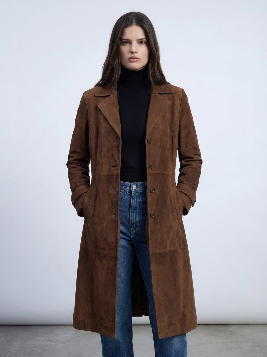 Teresa | Abrigo largo de ante estilo vintage