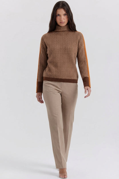 Susana| Jersey de cuello alto con rayas en contraste